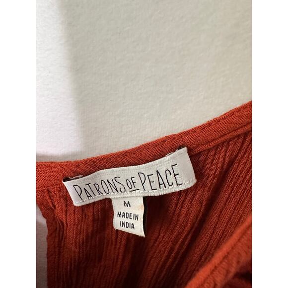 Patrons of Peace Jumpsuit Rust Brown Boho Flare Leg Cutout Hippie Granola Girl M - Picture 5 of 7